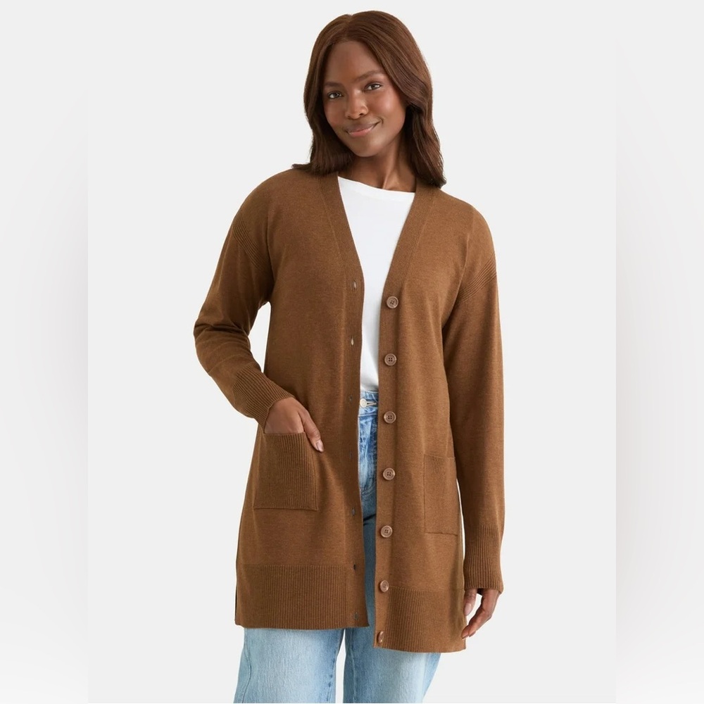 Time and Tru Longline Button Front Cardigan Sweater